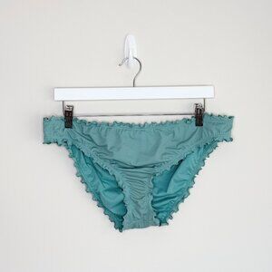 Turquoise Ruffle Trim Cheeky Bikini Bottom